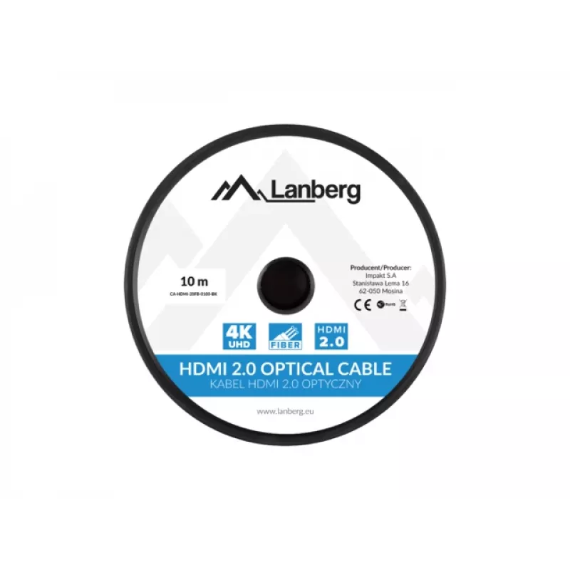 Cabo HDMI LANBERG M/m V2.0 Optical Aoc - 10m preto