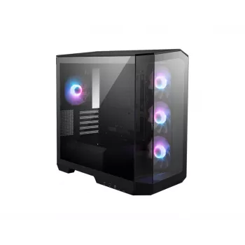 Caixa de PC MSI MAG PANO M100R PZ Micro Tower preta — microATX/ITX, janela lateral, Multi-LED, GPU 39 cm, USB-C