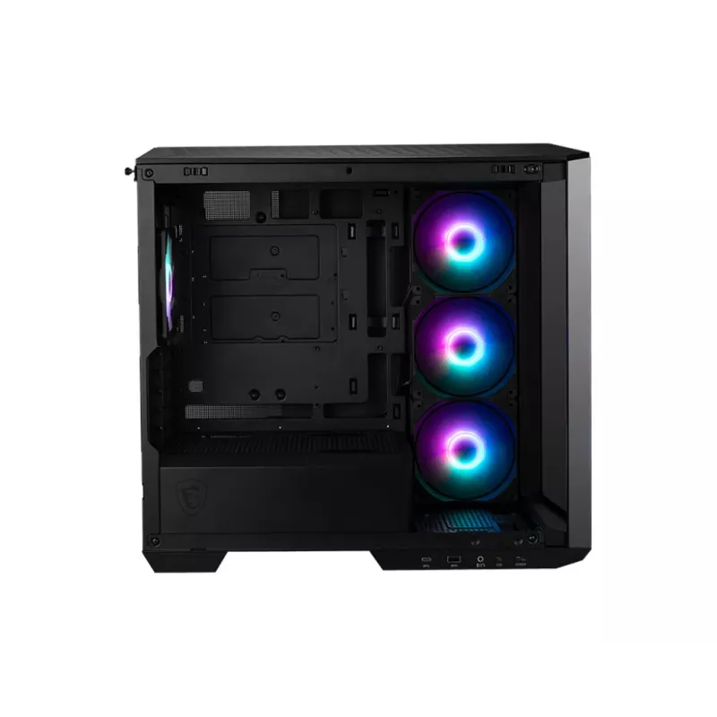 MSI MAG PANO M100R PZ caixa para PC Micro Tower, microATX/Mini-ITX, vidro temperado panorâmico de 270 graus, ventoinhas ARGB, USB-C, preta