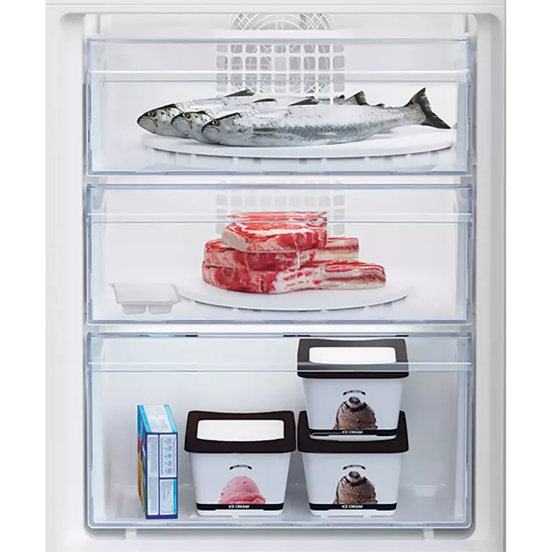 Combinado encastrável frigorífico-congelador BEKO BCHA275K41SN — 262 L de volume total (193 L de refrigeração, 69 L de congelação), No Frost, abertura da porta à direita, branco