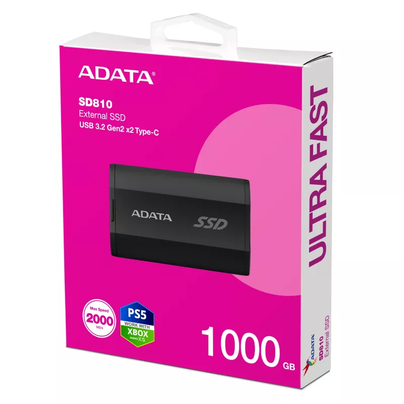 SSD externo ADATA SD810 1 TB (1000 GB) USB 3.2 Gen 2x2, 2000 MB/s, IP68, caixa de alumínio