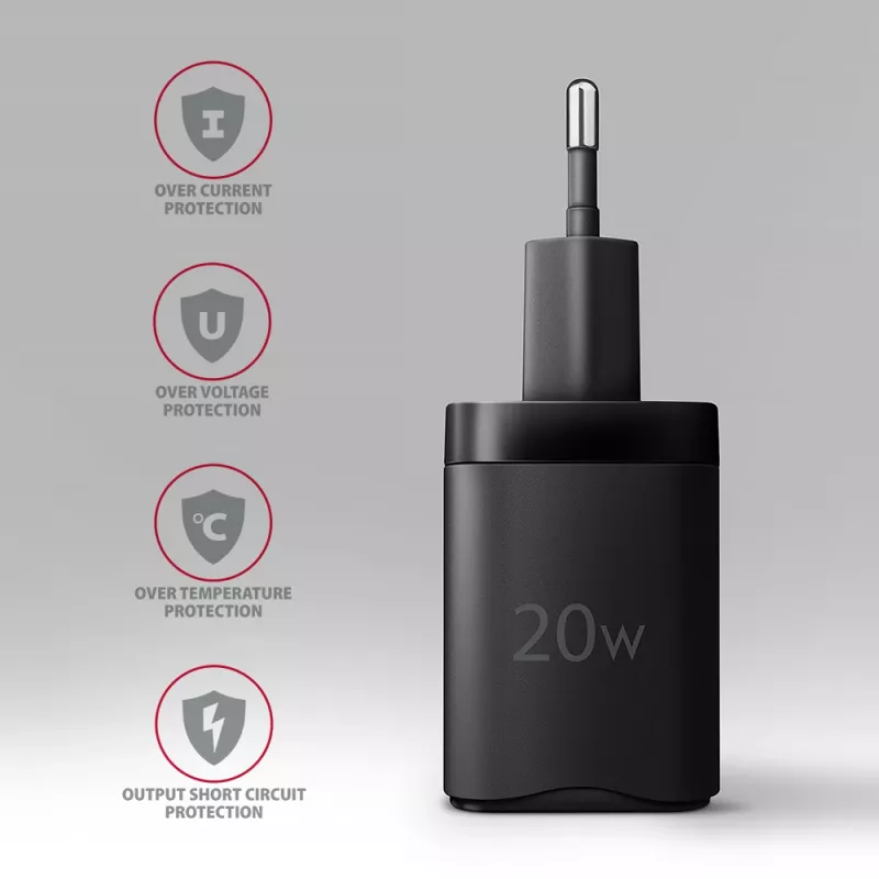 Carregador de parede Axagon ACU-PQ20 QC3.0 PD Type-C 20W Preto
