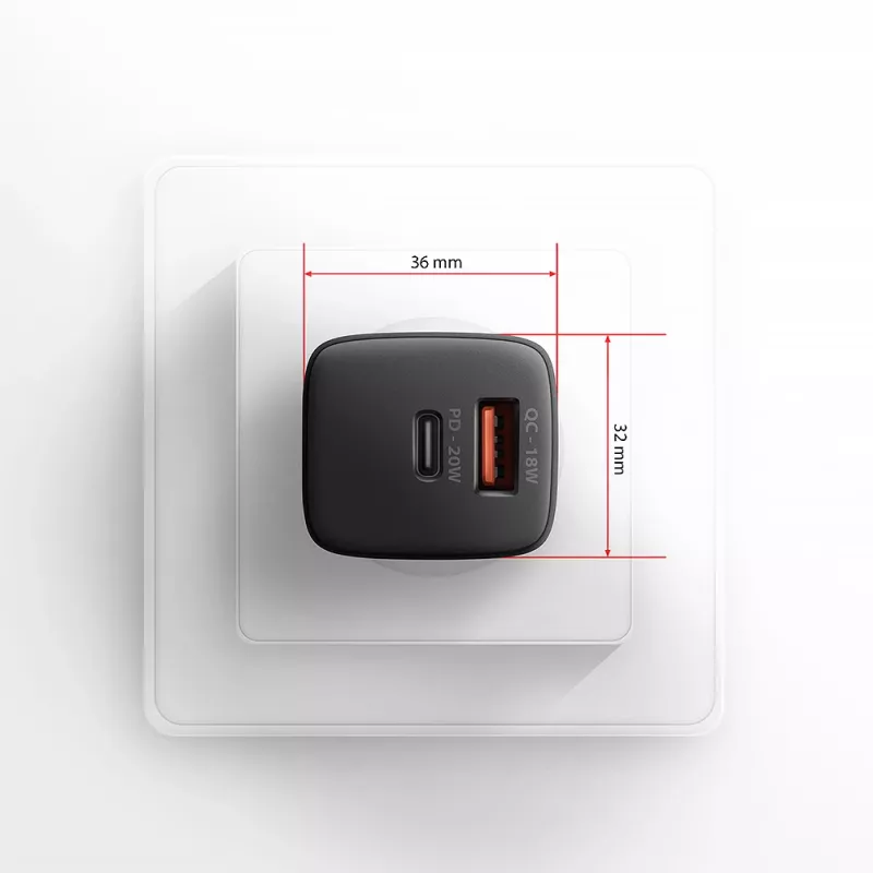 Carregador de parede Axagon ACU-PQ20 QC3.0 PD Type-C 20W Preto