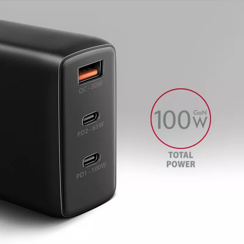 Axagon ACU-DPQ100 PD3.0 & QC 4+ Carregador de parede com TRÊS SAÍDAS 100W