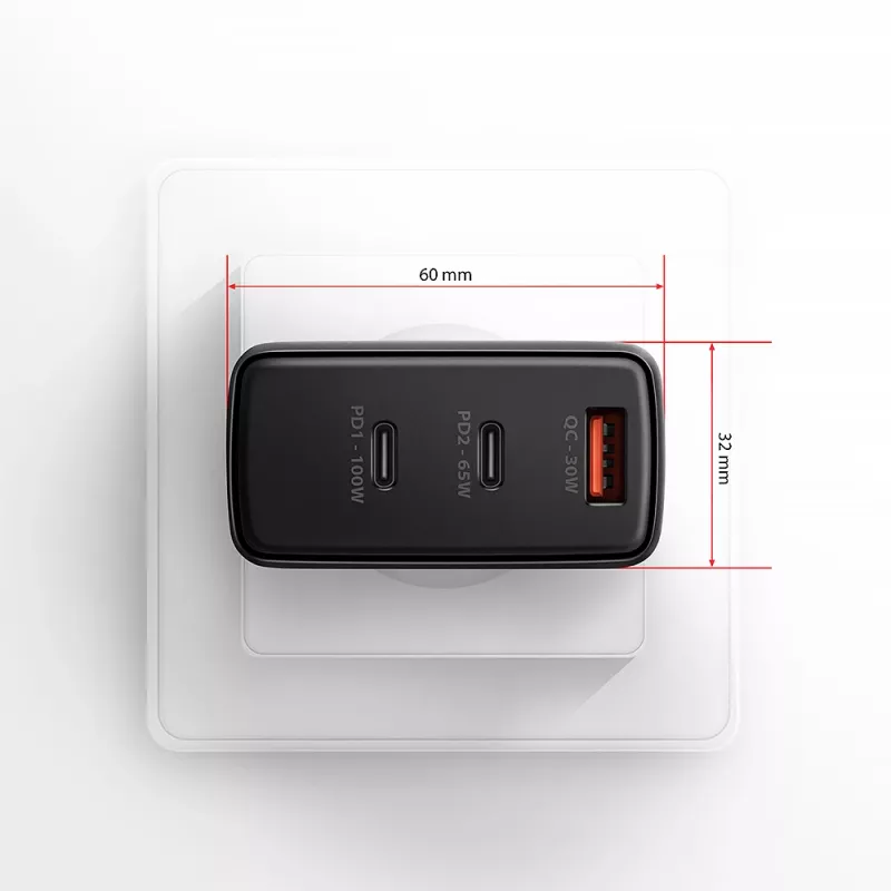 Axagon ACU-DPQ100 PD3.0 & QC 4+ Carregador de parede com TRÊS SAÍDAS 100W