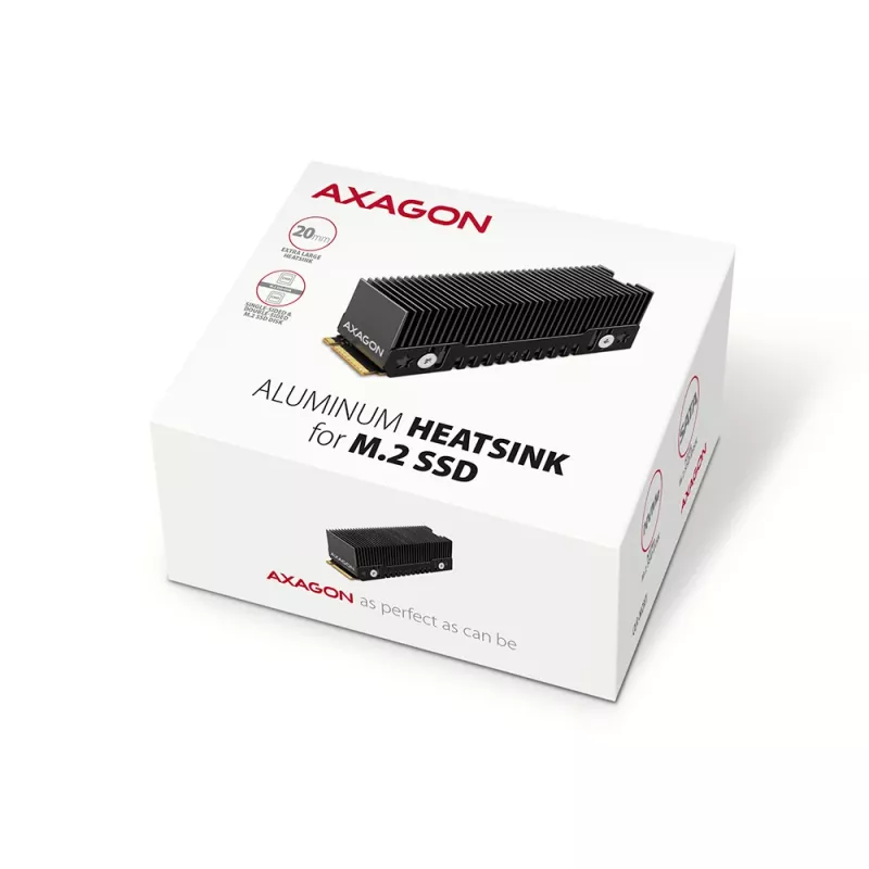Axagon CLR-M2XT dissipador passivo de alumínio para SSD M.2 de um e dois lados tamanho 2280, altura 24 mm
