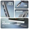 Axagon HMC-5H hub USB 5Gbps, 3x USB-A, HDMI 4K/30Hz, PD 100W, cabo USB-C 100cm