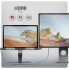 Axagon HMC-STND Hub USB-C 5Gbit/s multiportas e suporte de alumínio para portáteis. HDMI 4K/60Hz, GLAN, PD e 3 portas USB-A. Cabo USB-C 60 cm.