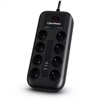 CyberPower Tracer III P0820SUF0-FR protetor contra sobretensões Preto 8 saídas AC 200–250 V 1,8 m
