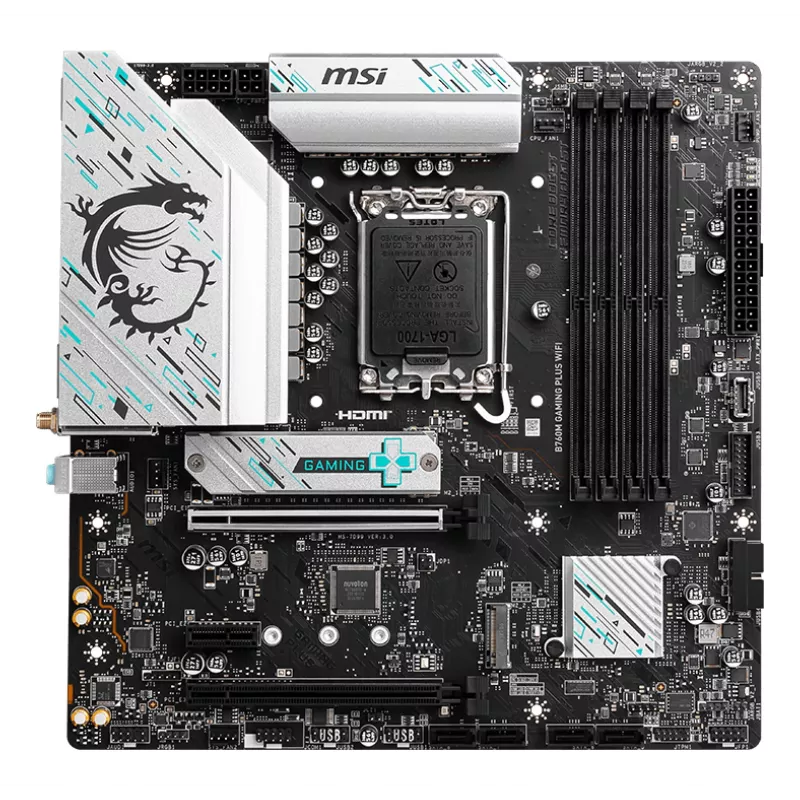 Placa-mãe MSI B760M GAMING PLUS WIFI – Intel B760, LGA 1700, micro ATX, DDR5, 4 DIMM, Wi‑Fi 6E, 2.5Gb LAN