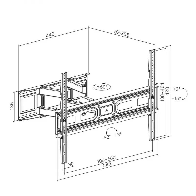 Maclean MC-710N suporte de parede para TV, 37-80 polegadas, VESA até 600x400, máx. 40 kg, preto