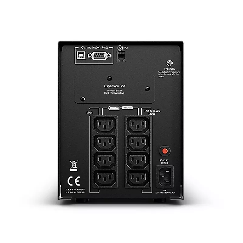 Fonte de alimentação ininterrupta CYBERPOWER PR1000ELCD — 1 kVA (900 W), Line-Interactive, onda sinusoidal pura, 8 saídas C13, LCD, bateria hot-swap