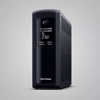Fonte de alimentação ininterrupta CYBERPOWER VP1600ELCD-FR 1,6 kVA / 900 W, Line-Interactive, 5 saídas AC, LCD, USB/RS-232