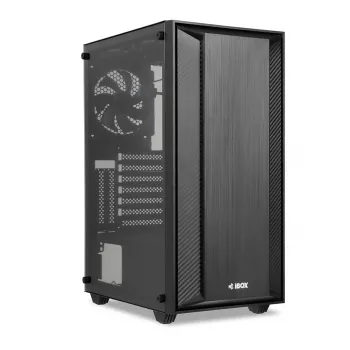Caixa de PC IBOX CETUS 906 Midi Tower preta – ATX/mATX, 460×210×350 mm, GPU 29 cm, 7 unidades, ventoinha RGB