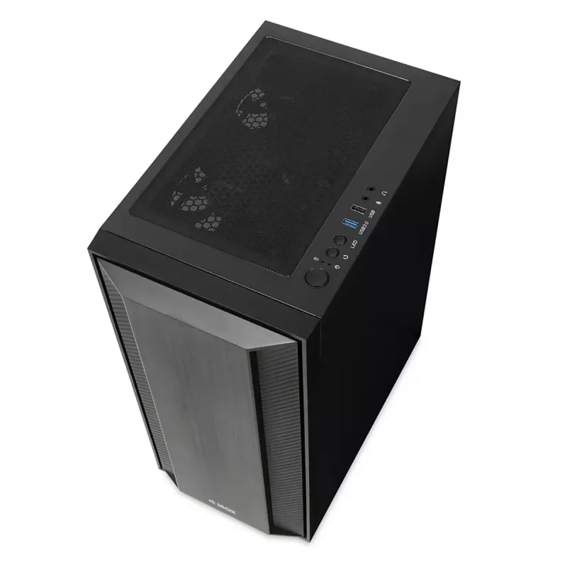 iBOX CETUS 906 caixa para PC Midi Tower, ATX/micro-ATX, painel lateral de vidro temperado, 4 ventoinhas LED, 460x210x340 mm, placa gráfica máx. 29 cm, preta