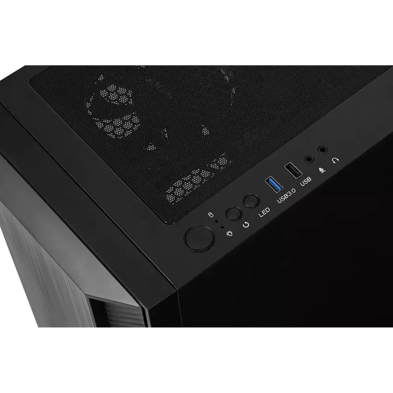 iBOX CETUS 906 caixa para PC Midi Tower, ATX/micro-ATX, painel lateral de vidro temperado, 4 ventoinhas LED, 460x210x340 mm, placa gráfica máx. 29 cm, preta