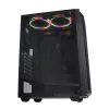 iBOX CETUS 906 caixa para PC Midi Tower, ATX/micro-ATX, painel lateral de vidro temperado, 4 ventoinhas LED, 460x210x340 mm, placa gráfica máx. 29 cm, preta