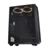 iBOX CETUS 906 caixa para PC Midi Tower, ATX/micro-ATX, painel lateral de vidro temperado, 4 ventoinhas LED, 460x210x340 mm, placa gráfica máx. 29 cm, preta