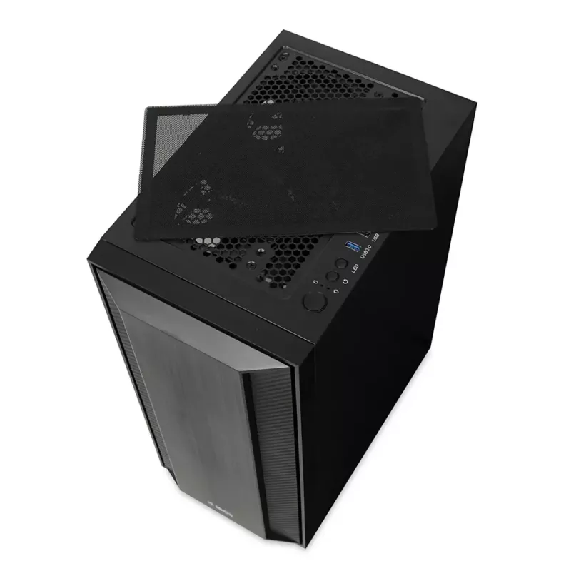 iBOX CETUS 906 caixa para PC Midi Tower, ATX/micro-ATX, painel lateral de vidro temperado, 4 ventoinhas LED, 460x210x340 mm, placa gráfica máx. 29 cm, preta