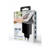 Carregador rápido USB GEMBIRD – 2 portas Type-A e C, 20 W – preto
