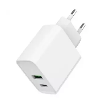 Carregador rápido USB GEMBIRD – Type-A e C 2 portas 20 W – branco