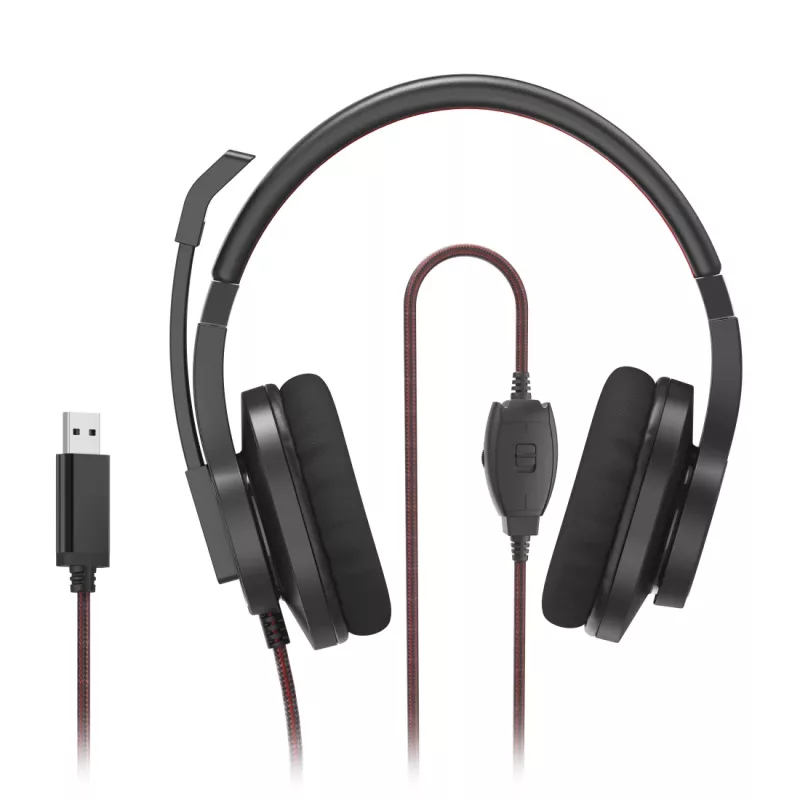 Hama HS-USB400 V2 Headset com fio, arco de cabeça, Escritório/Call center, USB Type-A, preto, vermelho