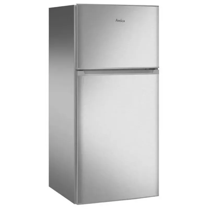 Frigorífico de instalação livre AMICA FD2015.4X(E) prateado, 200 L, congelador em cima, LED, portas reversíveis
