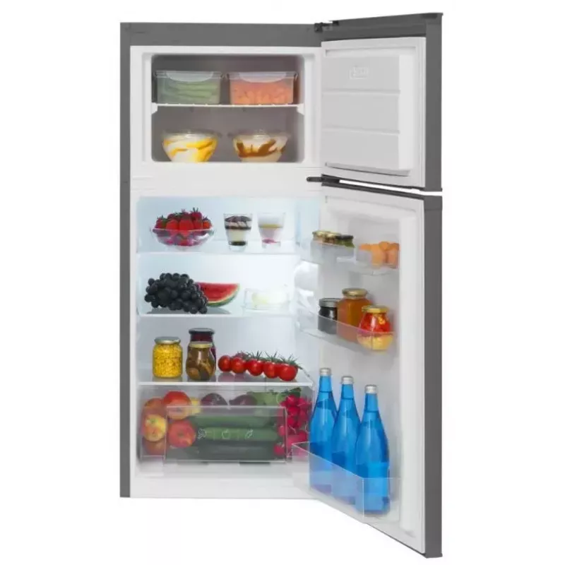 Frigorífico de instalação livre AMICA FD2015.4X(E) prateado, 200 L, congelador em cima, LED, portas reversíveis