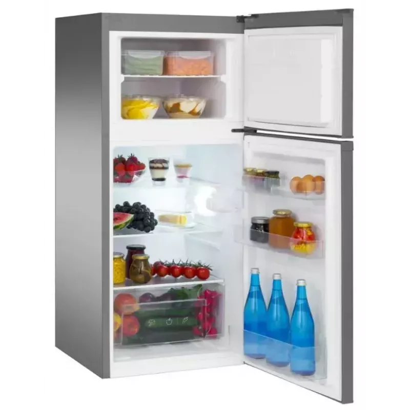Frigorífico de instalação livre AMICA FD2015.4X(E) prateado, 200 L, congelador em cima, LED, portas reversíveis