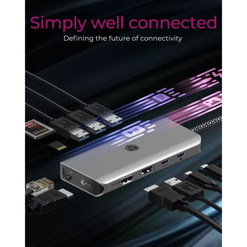 ICY BOX IB-DK4061-CPD com fios USB 3.2 Gen 1 (3.1 Gen 1) Type-C cinzento