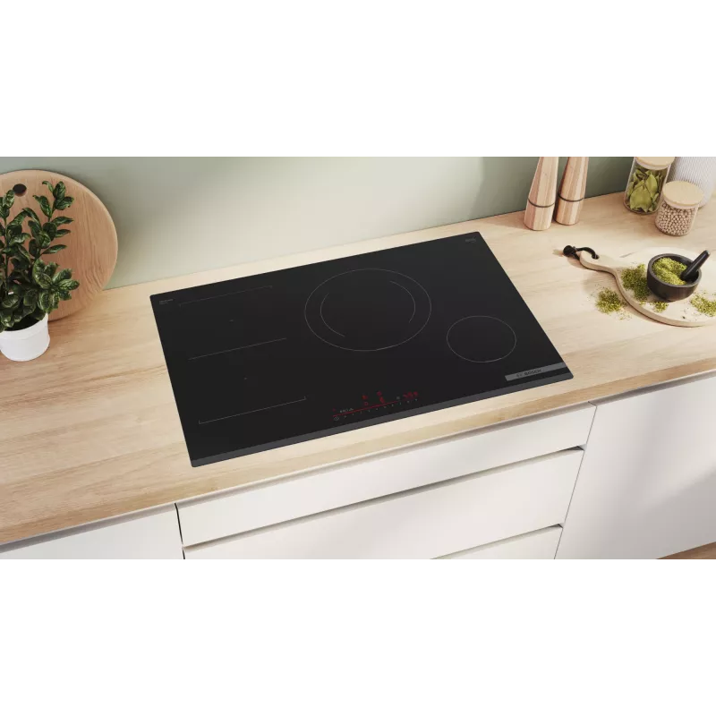 Placa Bosch Serie 6 PVS831HB1E preta de encastrar 80 cm placa de indução por zonas 4 zona(s)