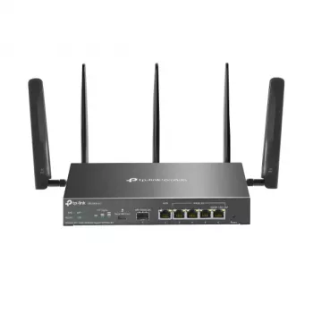 Router TP-Link Omada 4G+ Cat6 AX3000 Gigabit VPN, Wi-Fi 6 (802.11ax), Dual-Band (2,4 GHz / 5 GHz), Ethernet LAN, 4G, preto, router de secretária/mastro