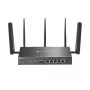 Router TP-Link Omada 4G+ Cat6 AX3000 Gigabit VPN, Wi-Fi 6 (802.11ax), Dual-Band (2,4 GHz / 5 GHz), Ethernet LAN, 4G, preto, router de secretária/mastro