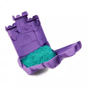 Kinetic Sand, caixa castelo com 454 g de areia de brincar turquesa, recipiente de armazenamento, brinquedo sensorial para crianças a partir dos 3 anos