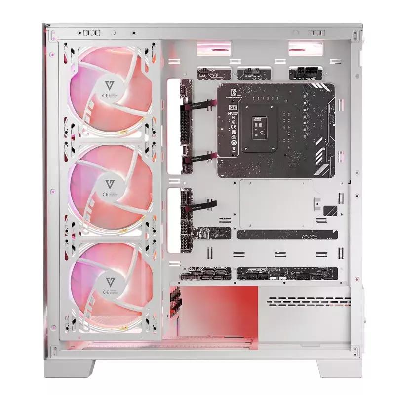 Caixa de PC MODECOM Volcano SPACE APEX ARGB MIDI Tower branca – aço, janela lateral, ventoinhas ARGB, USB-C