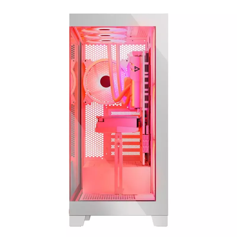 Caixa de PC MODECOM Volcano SPACE APEX ARGB MIDI Tower branca – aço, janela lateral, ventoinhas ARGB, USB-C