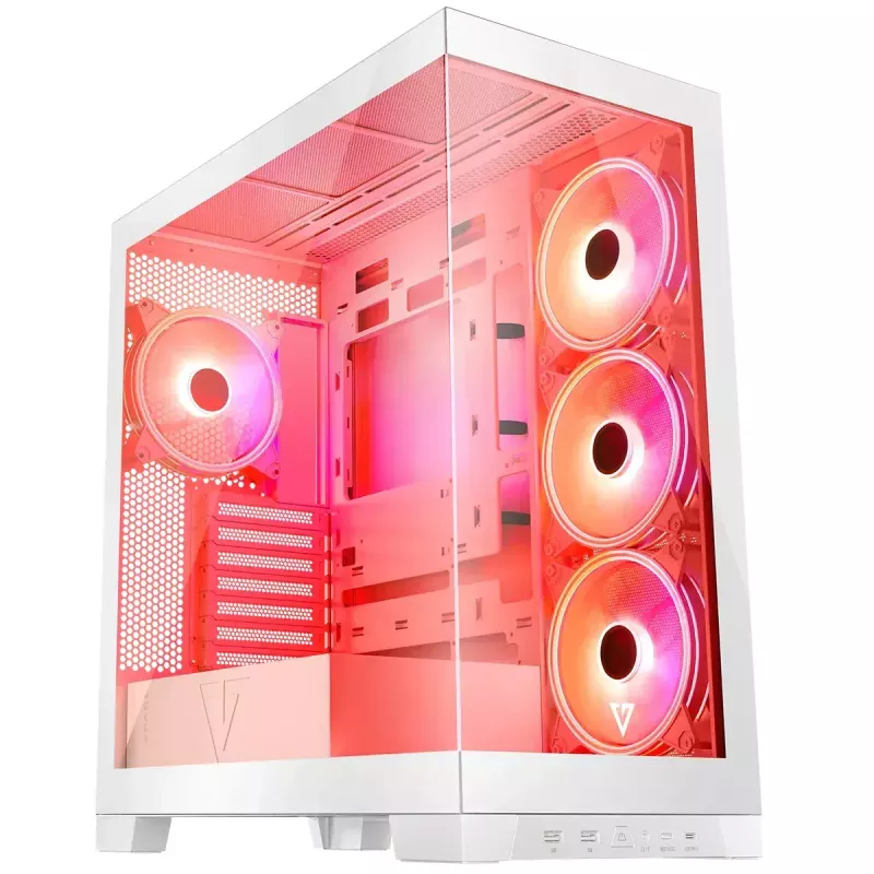 Caixa de PC MODECOM Volcano SPACE APEX ARGB MIDI Tower branca – aço, janela lateral, ventoinhas ARGB, USB-C