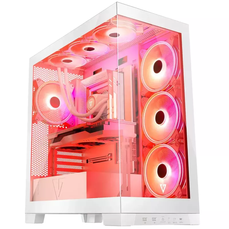 Caixa de PC MODECOM Volcano SPACE APEX ARGB MIDI Tower branca – aço, janela lateral, ventoinhas ARGB, USB-C