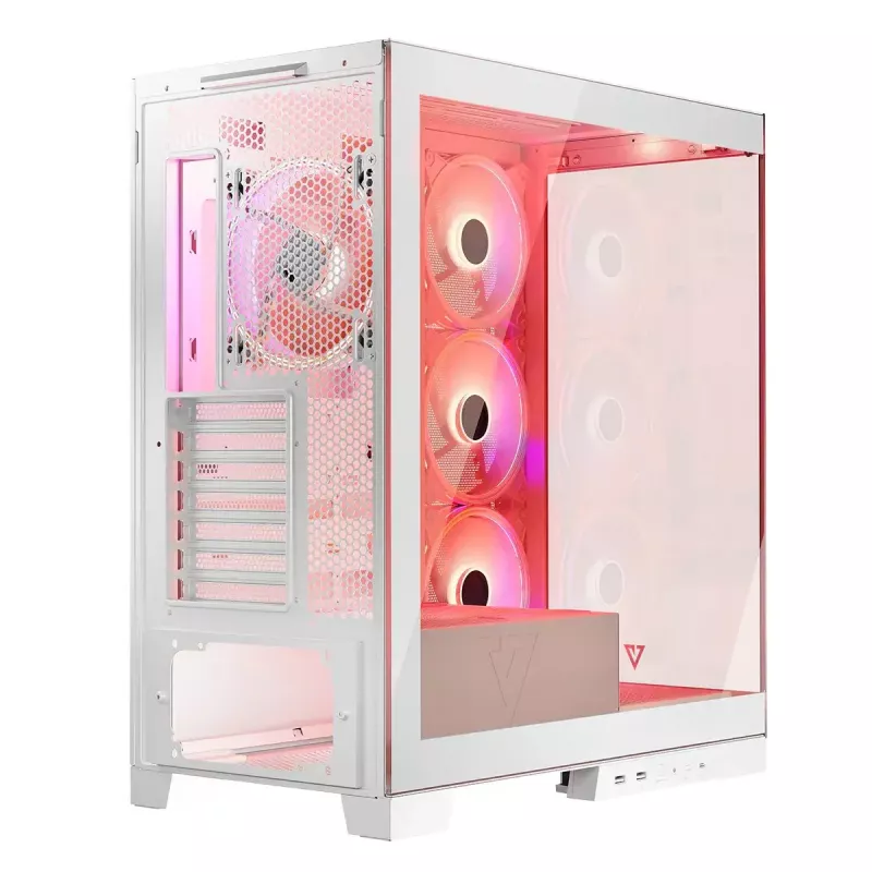 Caixa de PC MODECOM Volcano SPACE APEX ARGB MIDI Tower branca – aço, janela lateral, ventoinhas ARGB, USB-C