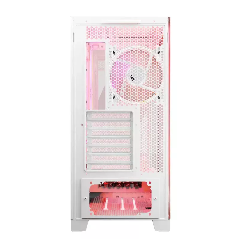 Caixa de PC MODECOM Volcano SPACE APEX ARGB MIDI Tower branca – aço, janela lateral, ventoinhas ARGB, USB-C