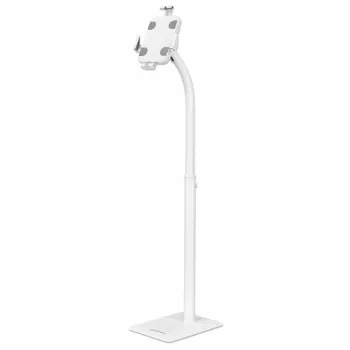 Suporte de chão Manhattan (antirroubo) para tablet e iPad, universal, rotação 360°, inclinação +20° a -110°, branco, com fecho, tablets 7,9