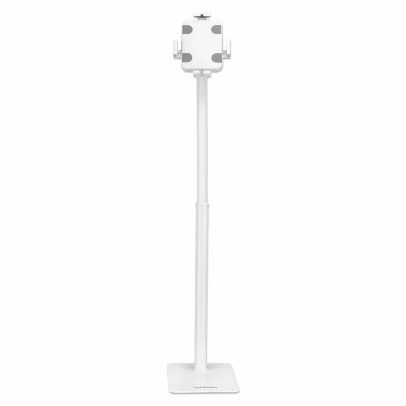 Suporte de chão Manhattan (antirroubo) para tablet e iPad, universal, rotação 360°, inclinação +20° a -110°, branco, com fecho, tablets 7,9