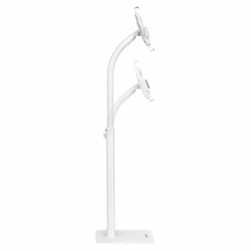 Suporte de chão Manhattan (antirroubo) para tablet e iPad, universal, rotação 360°, inclinação +20° a -110°, branco, com fecho, tablets 7,9