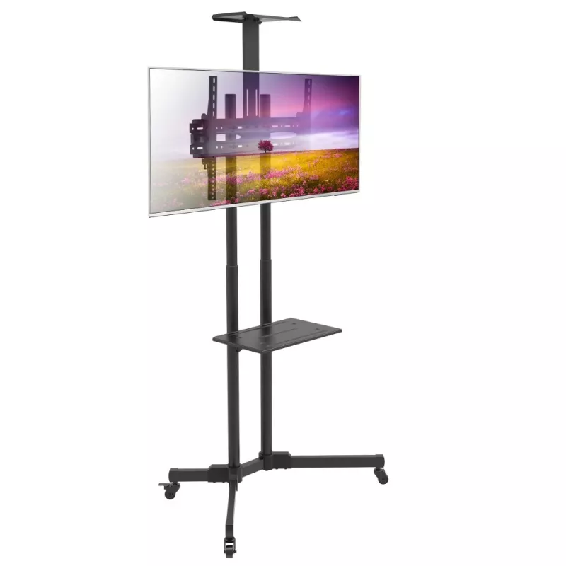Techly ICA-TR216T suporte móvel com rodas para TV de 37–70 polegadas (até 177,8 cm), máx. 50 kg, 2 prateleiras, preto