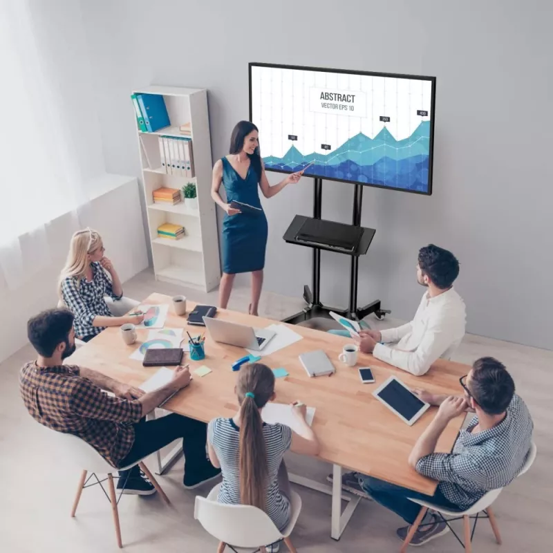 Techly ICA-TR216T suporte móvel com rodas para TV de 37–70 polegadas (até 177,8 cm), máx. 50 kg, 2 prateleiras, preto