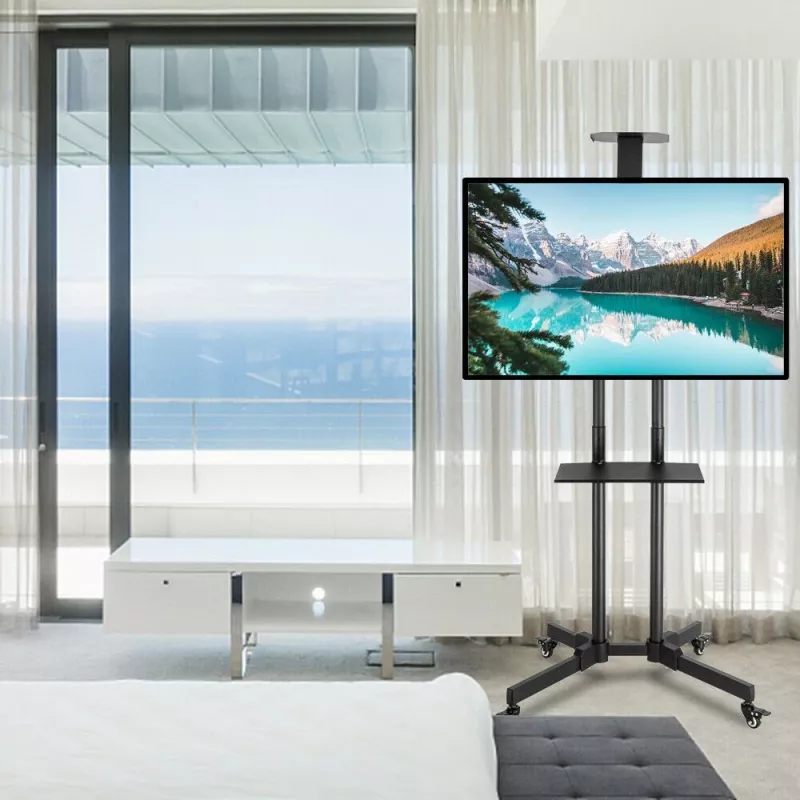 Techly ICA-TR216T suporte móvel com rodas para TV de 37–70 polegadas (até 177,8 cm), máx. 50 kg, 2 prateleiras, preto