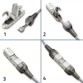 Ficha RJ45 sem ferramentas QOLTEC 54540 CAT6 STP para cabos Ethernet blindados