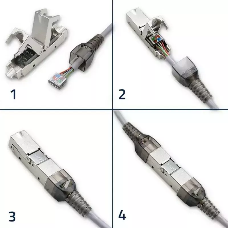 Ficha RJ45 sem ferramentas QOLTEC 54540 CAT6 STP para cabos Ethernet blindados