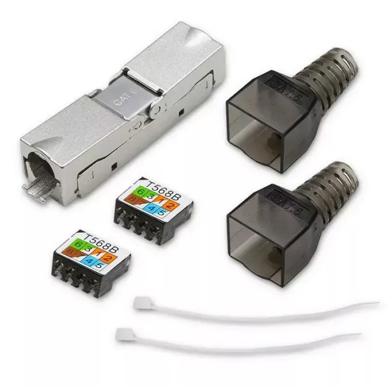 Ficha RJ45 sem ferramentas QOLTEC 54540 CAT6 STP para cabos Ethernet blindados
