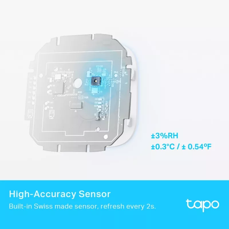 Monitor inteligente de temperatura e humidade TP-Link Tapo, interior, sensor de temperatura e humidade, autónomo, sem fios, -20 - 60 °C, 0 - 99%